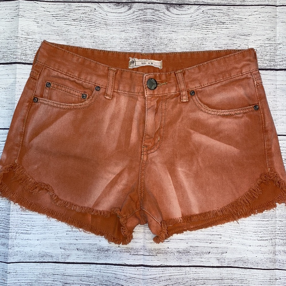 Free People Orange Denim Shorts